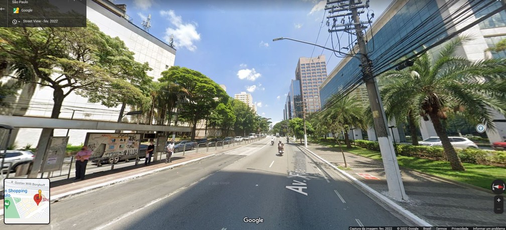 Avenida Francisco Matarazzo, onde bartender foi atropelado, segundo a família — Foto: Reprodução/Google Maps
