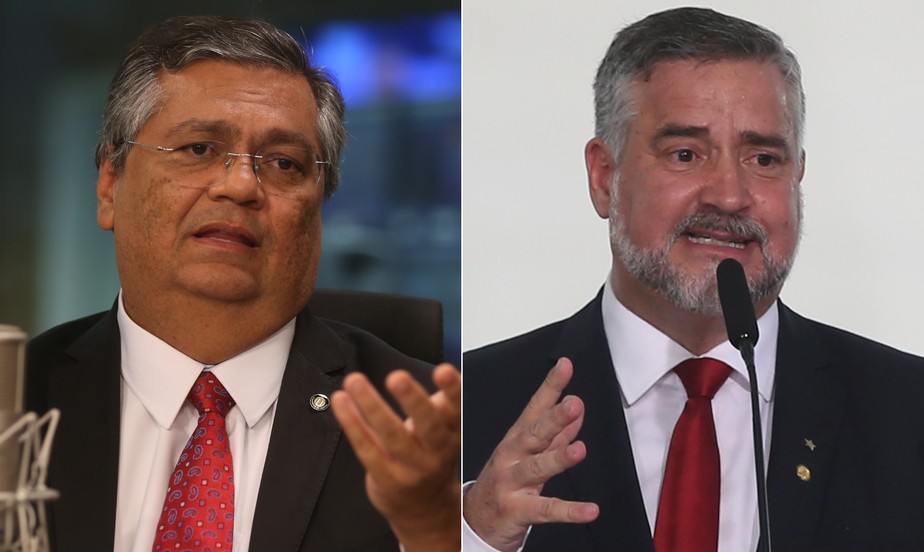 O ministro Flávio Dino (Justiça), à esquerda, e o secretário de Comunicação (Secom) Paulo Pimenta: pastas têm divergências sobre o PL das Fake News