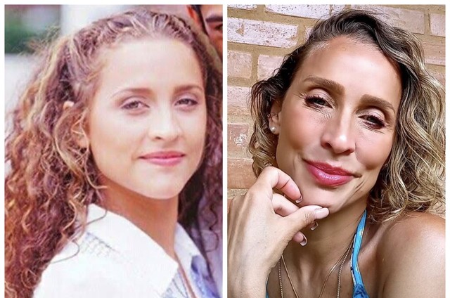 Gabriela Alves nos anos 1990 e atualmente  (Foto: Reprodução)