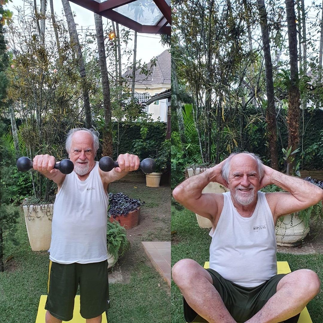 Ary Fontoura pratica exercícios em casa (Foto: Reprodução/Instagram)