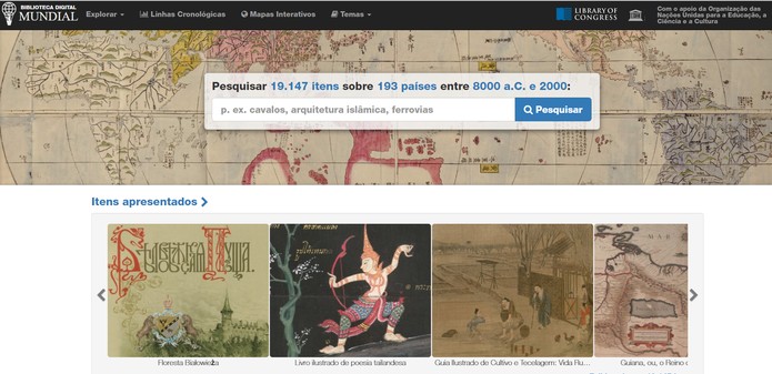 Biblioteca Mundial Digital reúne documentos históricos raros (Foto: Reprodução/Biblioteca Digital Mundial) Biblioteca Mundial Digital reúne documentos históricos raros (Foto: Reprodução/Biblioteca Digital Mundial)