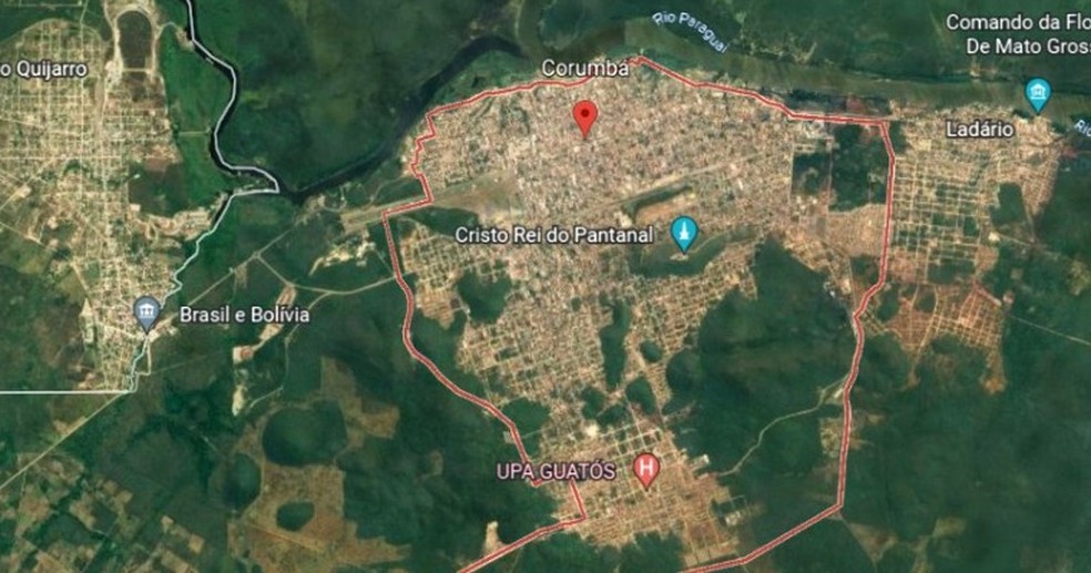 Caso foi registrado em Corumbá, oeste do estado. — Foto: Reprodução/GoogleEarth