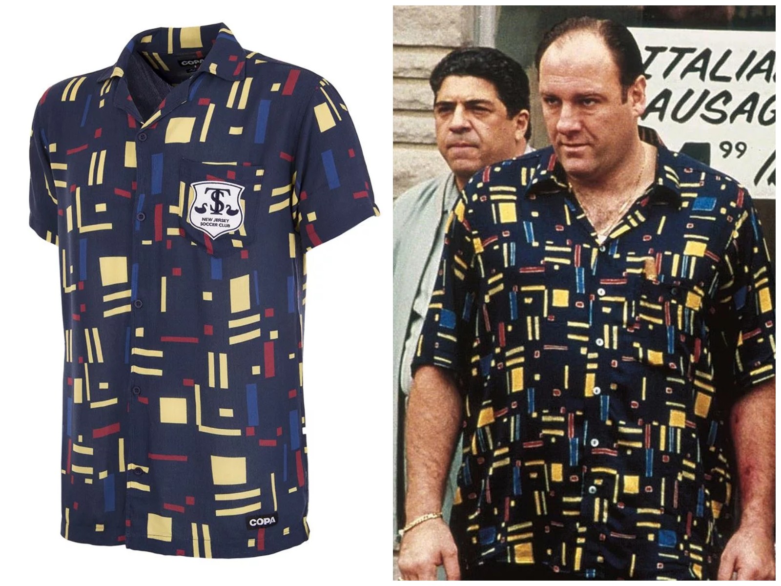 Camisa de futebol da COPA com estampa inspirada no figurino de Tony Soprano de A Família Soprano (Foto: Reprodução)