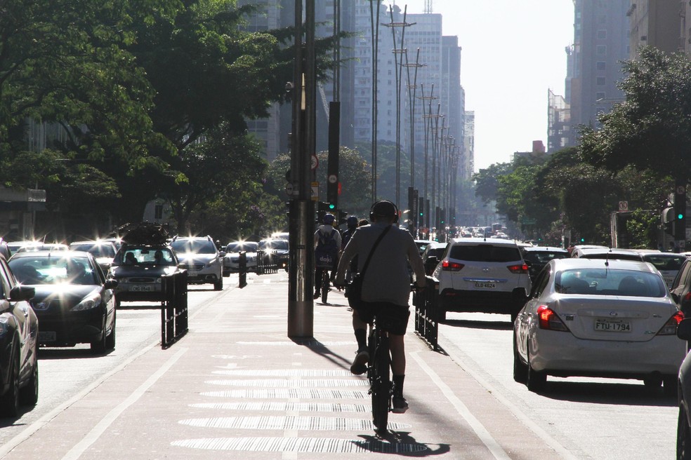 Movimentação de ciclistas na Avenida Paulista na cidade de São Paulo — Foto: LEXANDRE MARETTI/FUTURA PRESS/ESTADÃO CONTEÚDO