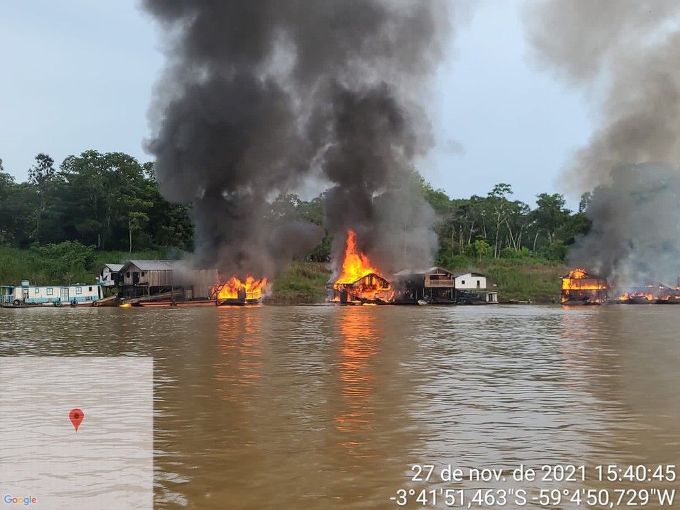 Operação da PF e das Forças Armadas no Rio Negro contra garimpo ilegal — Foto: Divulgação