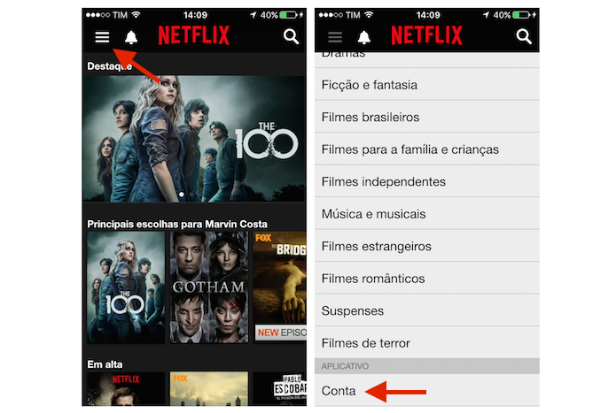 Acessando as configurações para uma conta do Netflix pelo iPhone (Foto: Reprodução/Marvin Costa)