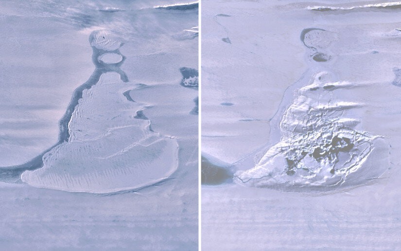 Lago na Antártida desaparece de repente, revelam imagens de satélite (Foto: Geophysical Research Letters)