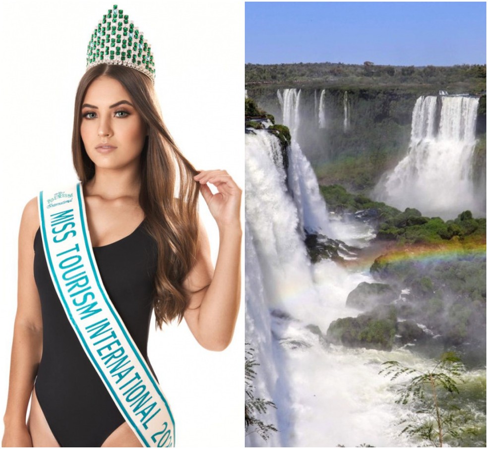 Coroa foi inspirada em uma das sete maravilhas naturais do mundo, as Cataratas do Iguaçu — Foto: Arquivo pessoal/Parque Nacional do Iguaçu/Divulgação