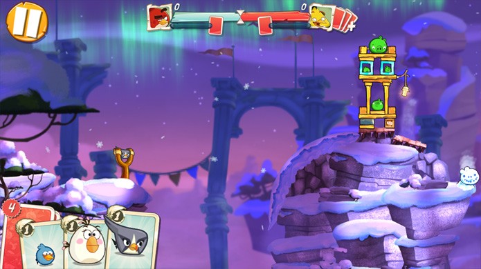 A arena de Angry Birds 2 parece com o resto do jogo, porém sua pontuação será medida contra a do seu adversário (Foto: Reprodução/Rafael Monteiro)