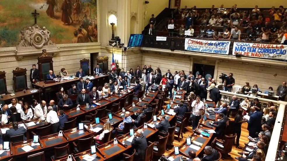 Câmara do Rio vota admissibilidade do impeachment de Crivella — Foto: Reprodução/Twitter Câmara Oficial