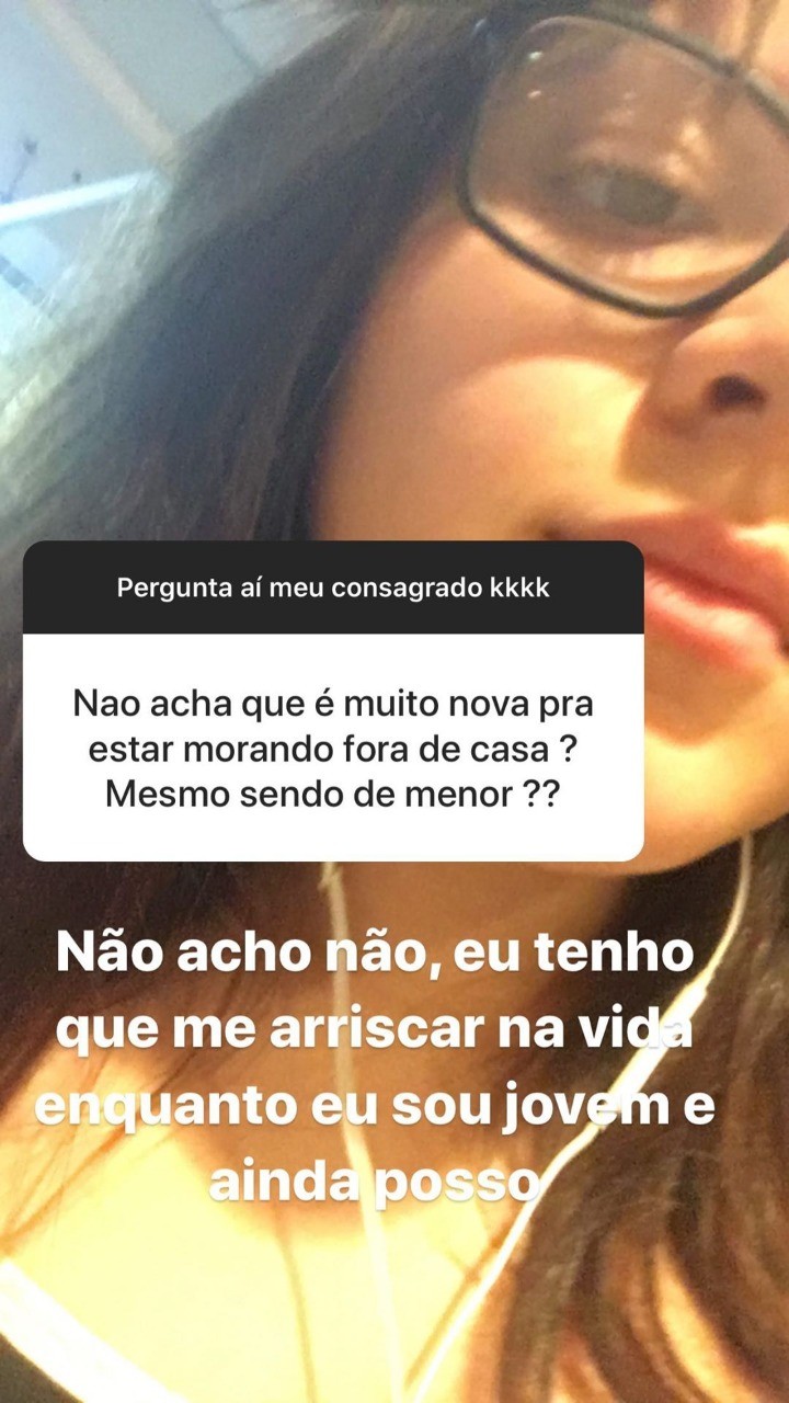 Anna Silveira responde pergunta e diz não se achar muito nova para morar fora de casa (Foto: Reprodução / Instagram)