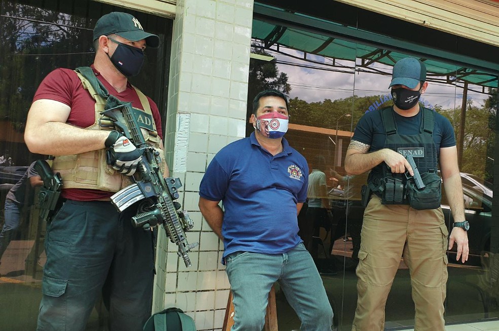 Acusado de tráfico internacional de armas, Pedro César Prieto, durante a prisão, em dezembro de 2020. — Foto: Divulgação