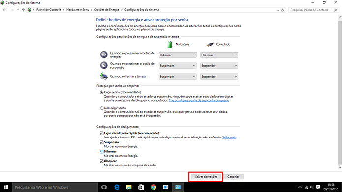 Windows 10 exige que o usuário salve alterações antes de continuar (Foto: Reprodução/Elson de Souza)