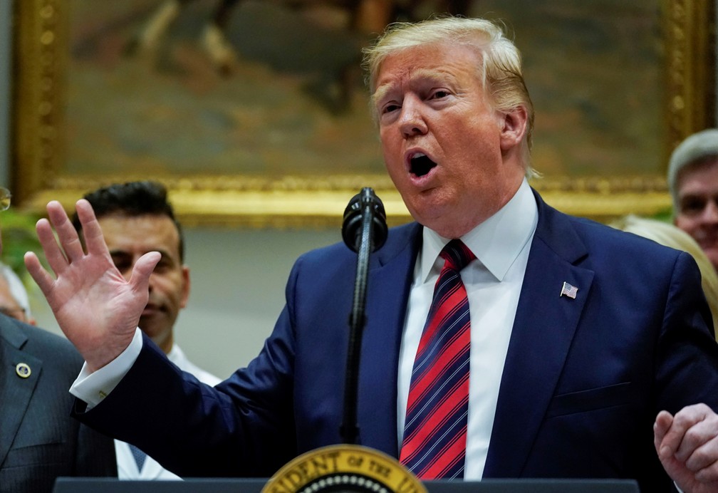 Donald Trump participa de coletiva de imprensa nesta quinta-feira (9) â Foto: Jonathan Ernst/Reuters