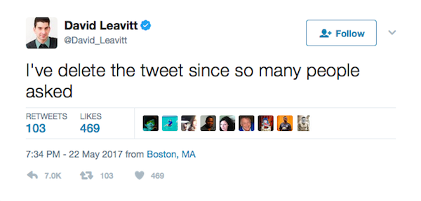 O jornalista americano explica ter deletado seu tuíte sobre o atentado no show de Ariana Grande (Foto: Twitter)