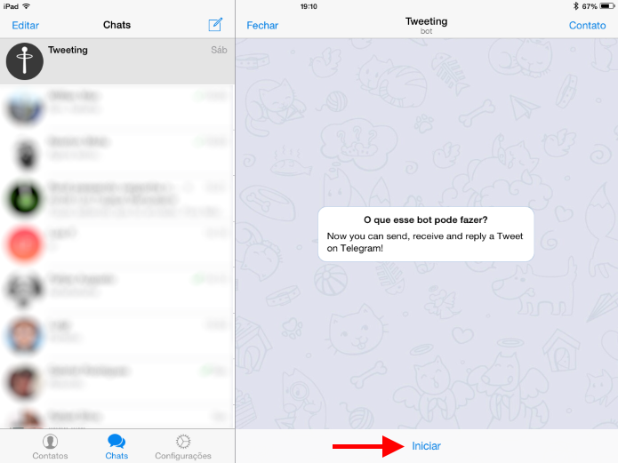 Ao acessar o bot, uma nova conversa será criada no Telegram (Foto: Reprodução/Ricardo Fraga)