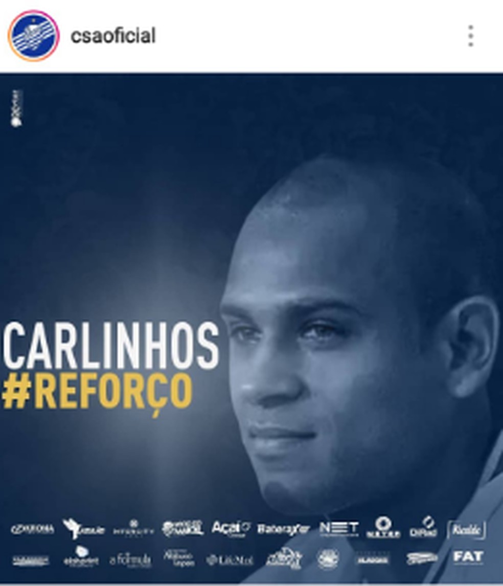 CSA anuncia Carlinhos nas redes sociais â Foto: ReproduÃ§Ã£o Instagram