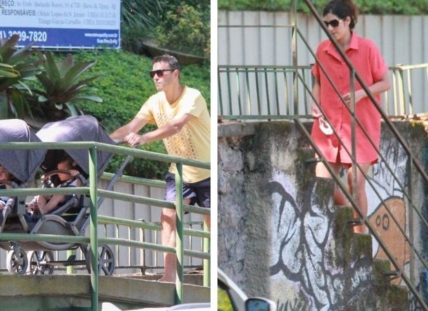 André Rizek e Andreia Sadi passeiam com os filhos na Lagoa Rodrigo de Freitas (Foto: AgNews)