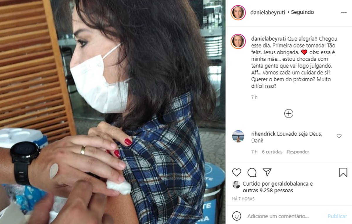 Íris Abravanel toma primeira dose da vacina contra Covid-19 (Foto: Reprodução/Instagram)