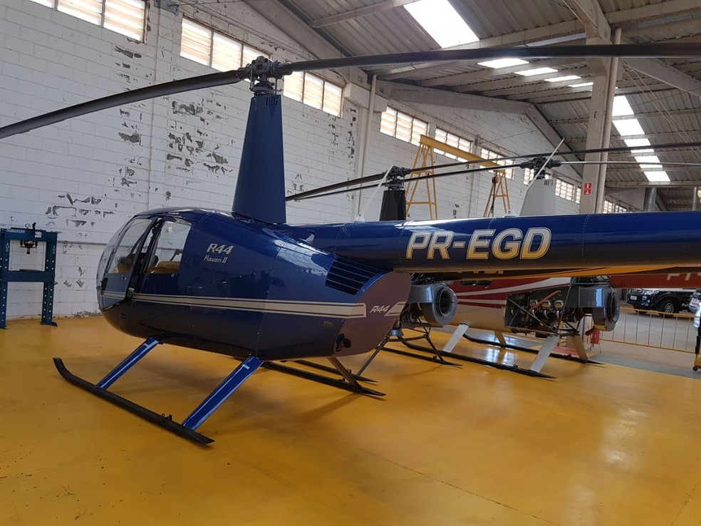 Helicóptero apreendido no Aeroporto de Americana suspeito de lavagem de dinheiro (Foto: Dise Americana)