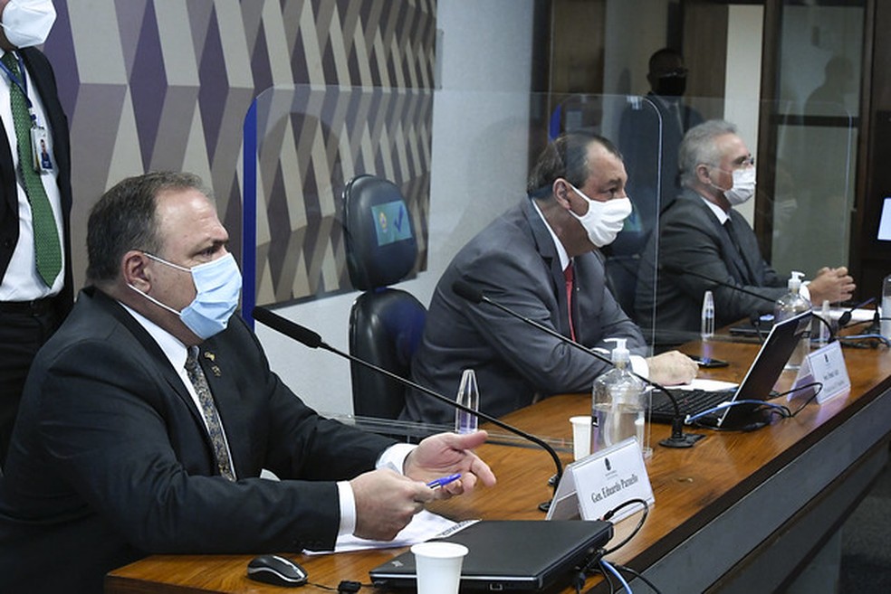Pazuello presta depoimento na CPI da Covid — Foto: Agência Senado
