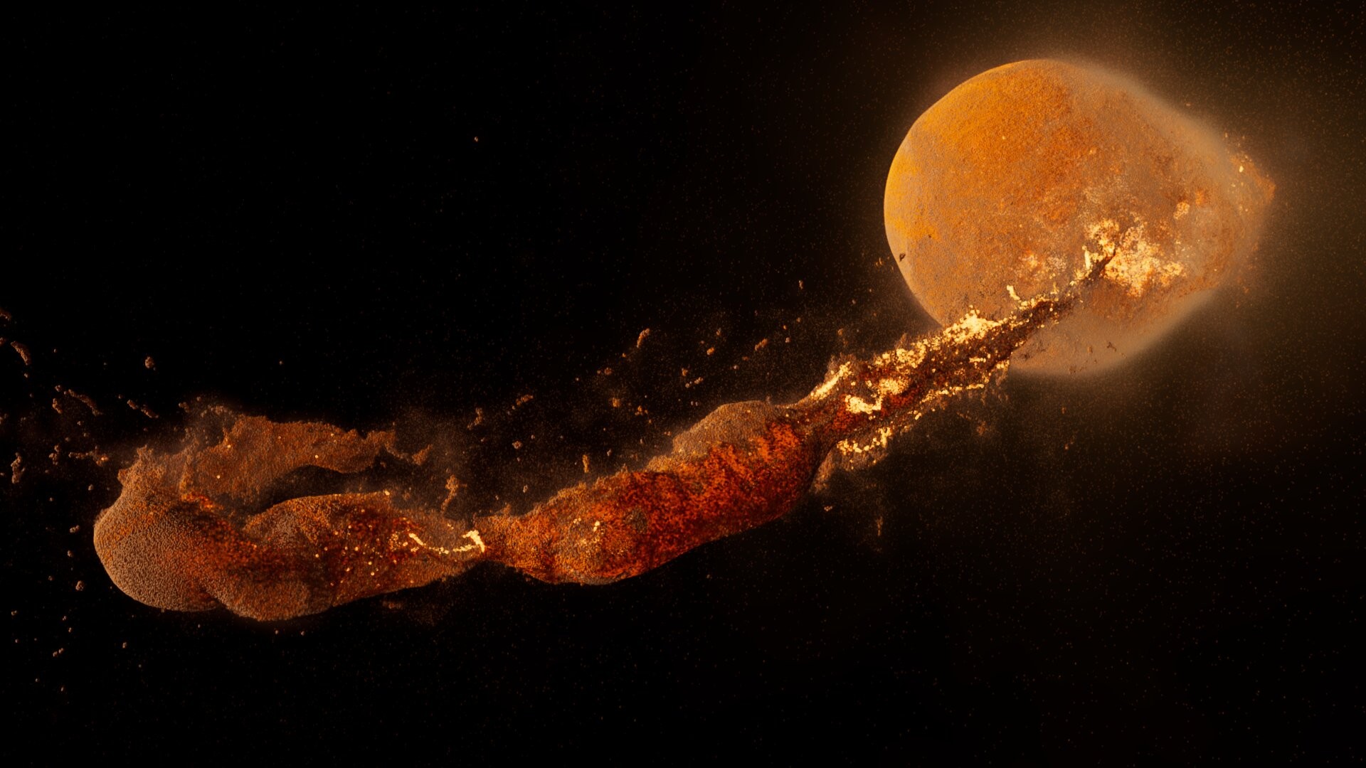 Impacto gigante poderia ter formado a Lua mais rapidamente,  (Foto: Reprodução/Jacob Kegerreis)