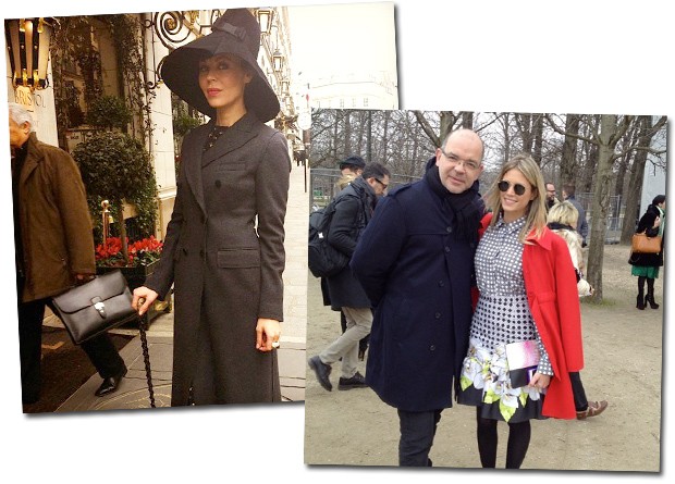 Ulyana Sergeenko, que está nas páginas da Vogue de março; Giovanni Frasson e Helena Bordon na chegada ao desfile de Viktor&Rolf (Foto: Reprodução/Instagram)