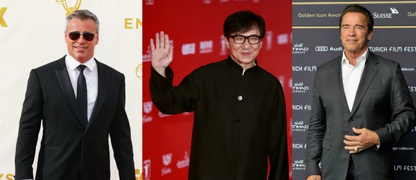 Matt LeBlanc, Jackie Chan e Arnold Schwarzenegger: os três tiraram a roupa (Foto: Getty Images)