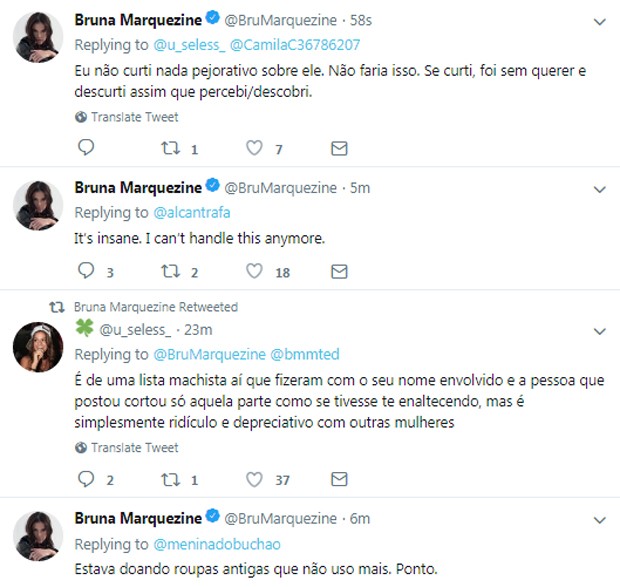Publicações de Bruna Marquezine (Foto: Reprodução/Twitter) Publicações de Bruna Marquezine (Foto: Reprodução/Twitter)