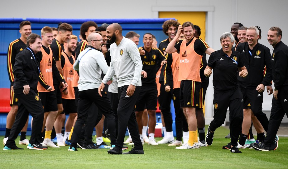 Com time completo, BÃ©lgica faz treino descontraÃ­do antes de semifinal contra a FranÃ§a
