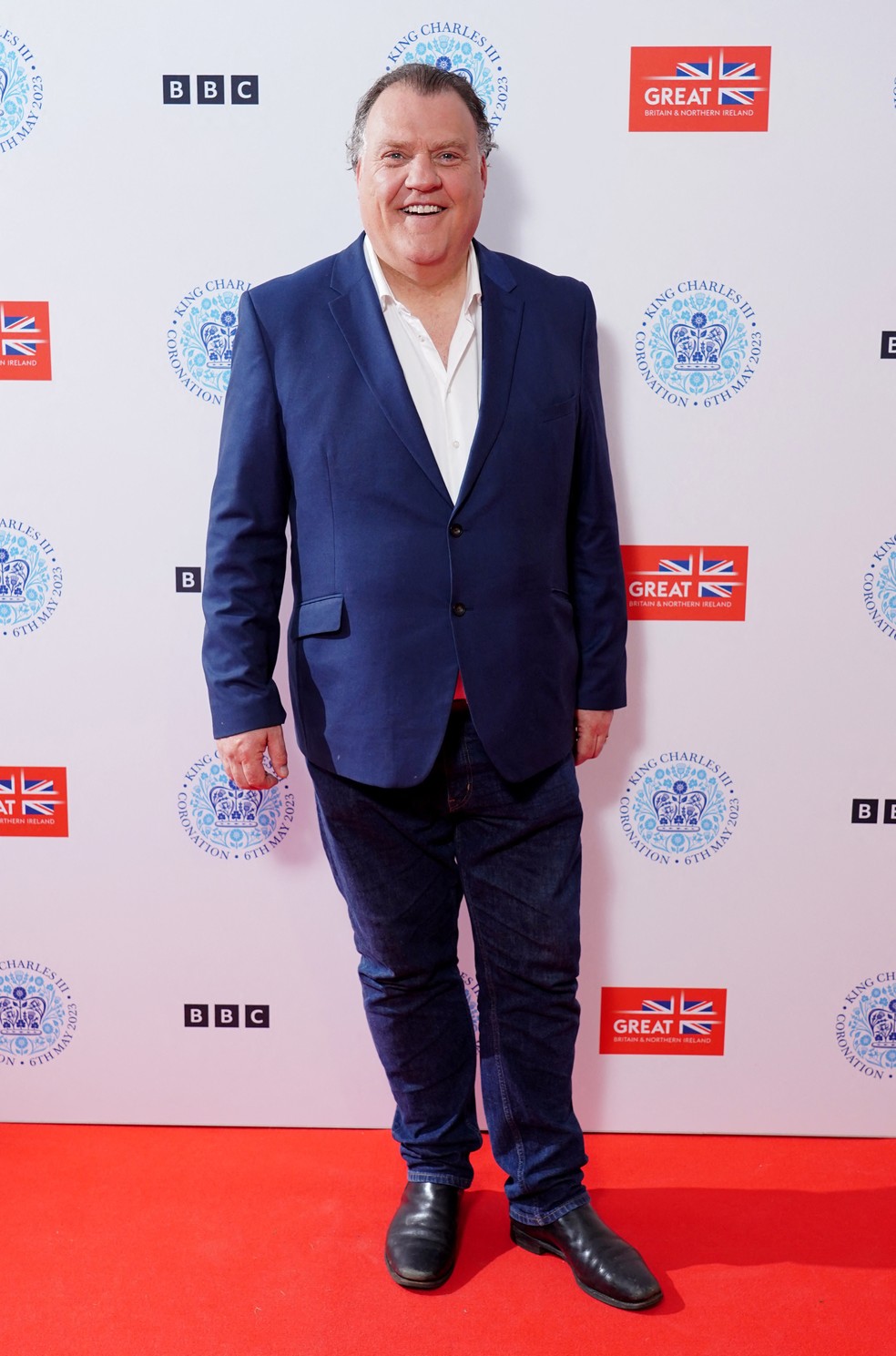 O cantor de ópera Bryn Terfel durante o tapete vermelho do show de coroação do Rei Charles III, em Londres, em 7 de maio de 2023 — Foto: Ian West/POOL /AFP