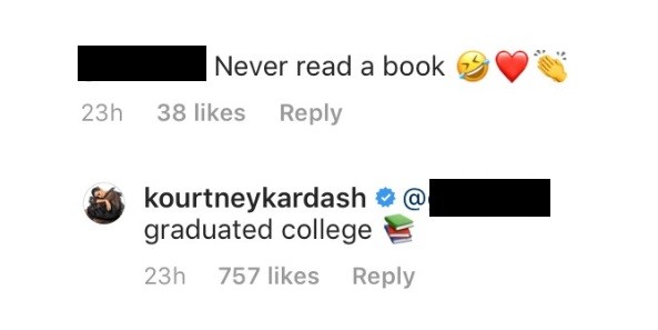 Kourtney Kardashian responde hater em foto no Instagram (Foto: reprodução/instagram)