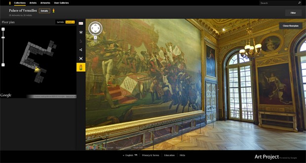 'Street view' do Palácio de Versalhes pode ser visto no site Google Art Project (Foto: Reprodução/Googleartproject.com)