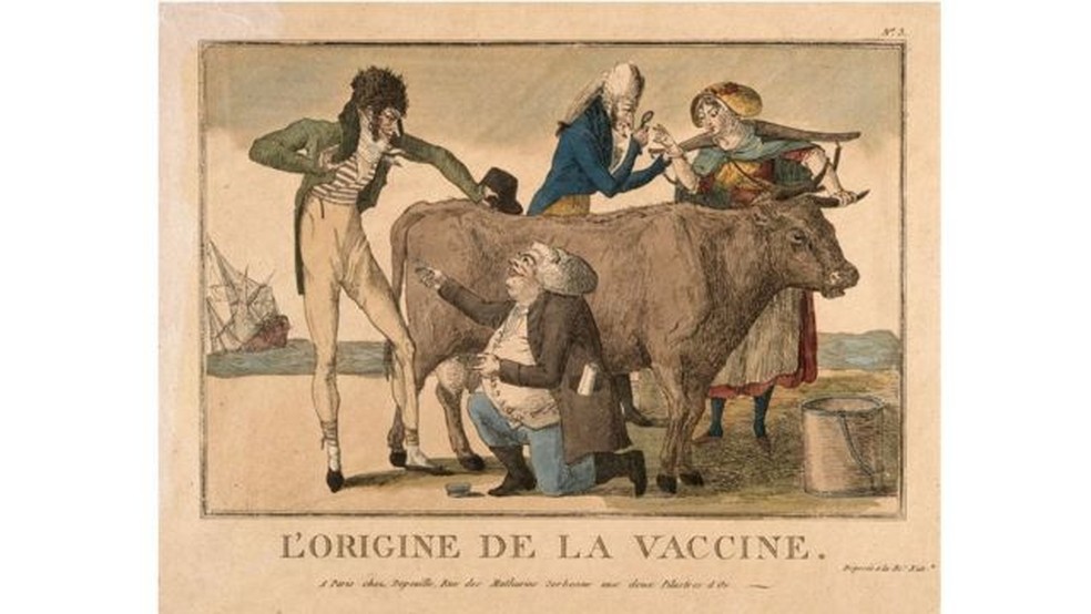 A ideia de que a vacina contra a varíola foi baseada no vírus causador da varíola bovina existe há séculos — Foto: WELLCOME COLLECTION