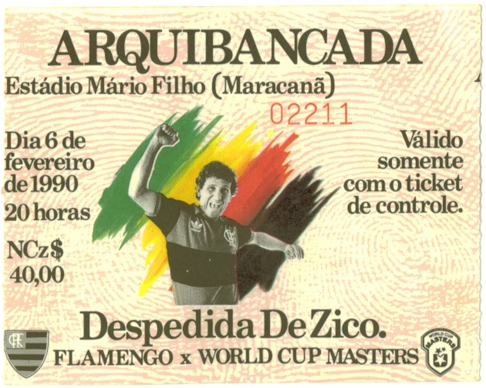 Ingresso da despedida de Zico como jogador do Flamengo no Maracanã — Foto: Reprodução