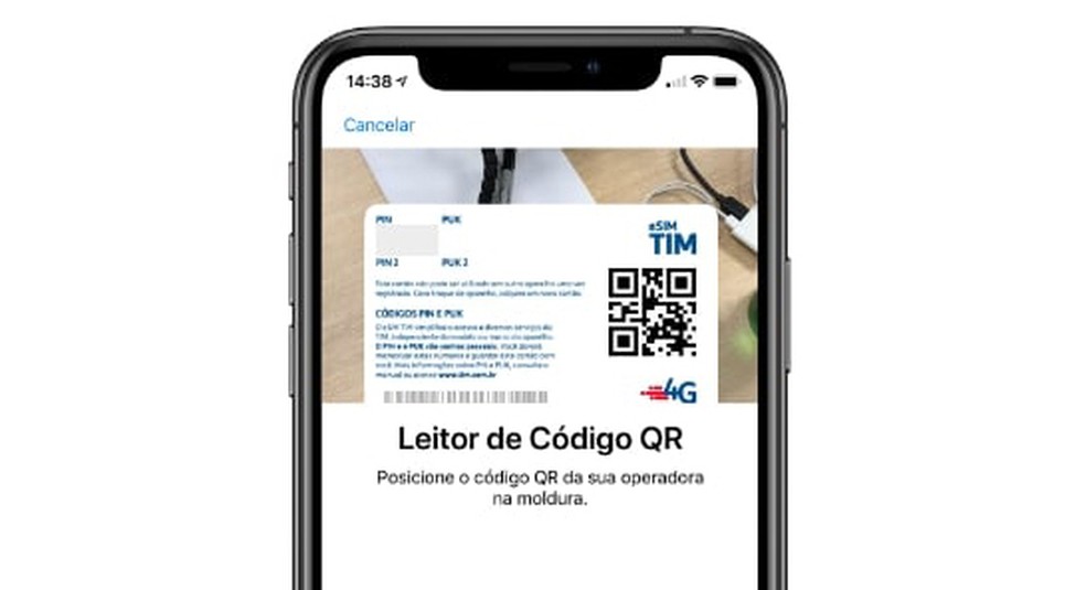 eSIM é comercializado no formato de QR Code — Foto: Divulgação/Tim