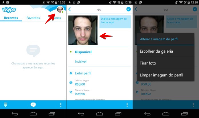 Alterando a foto de perfil do Skype no Android (Foto: Reprodu??o/Helito Bijora) 
