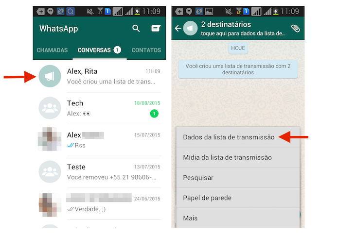 Acessando as informações de uma lista de reprodução do WhatsApp para Android (Foto: Reprodução/Marvin Costa)