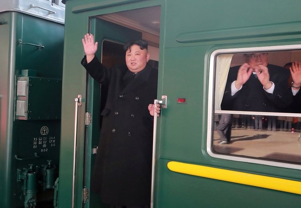 Kim Jong-un partiu da Coreia do Norte na tarde de sábado rumo ao Vietnã (Foto: Reuters via BBC)