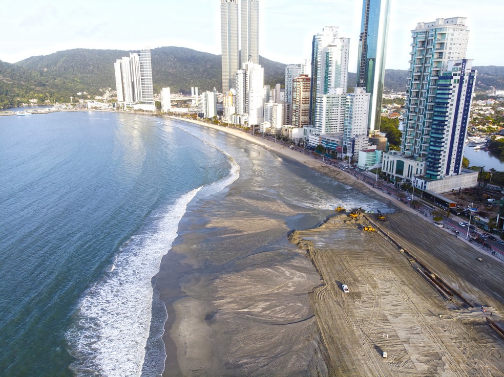 Imagem aérea da Praia Central em 1º de setembro de 2021 — Foto: Prefeitura de Balneário Camboriú/Divulgação