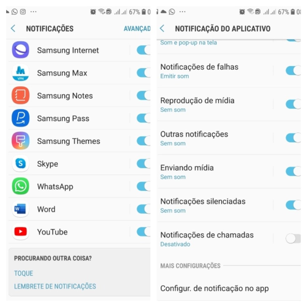 Desabilitando o campo "Notificações de chamadas" no WhatsApp — Foto: Reprodução/Gisele Souza