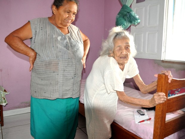 Margarida Alexandrina, de 116 anos. (Foto: Francisco Rocha G1)