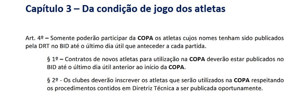 Regulamento CBF, Pré-Copa do Nordeste, Sousa, Confiança — Foto: Reprodução