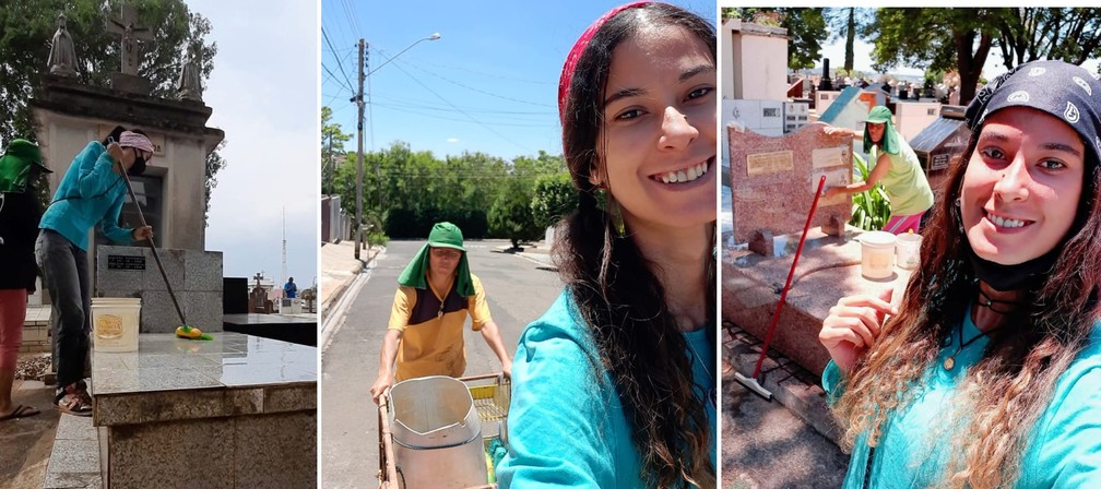 ‘Faxineira de túmulos’ leva a rotina da profissão às redes sociais e sonha com carreira de influencer em Marília — Foto: Arquivo pessoal