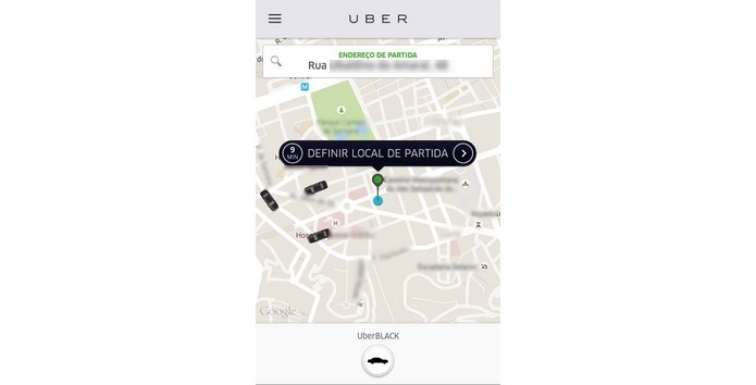 Tela inicial do Uber, ap?s cadastro feito com sucesso (Foto: Reprodu??o/Raquel Freire)