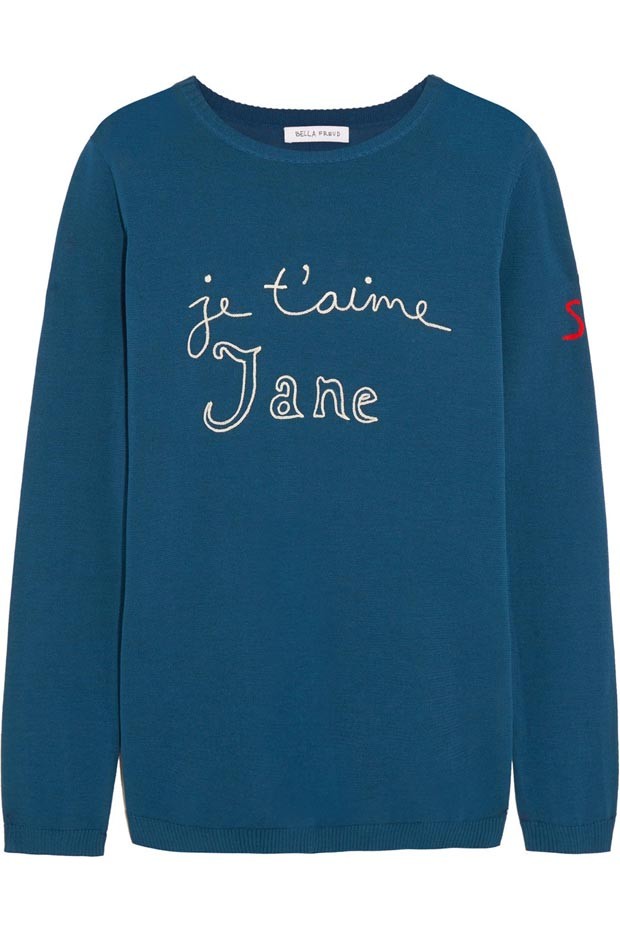 “Je t’aime Jane” from Bella Freud’s sweater range (Foto: www.net-a-porter.com)