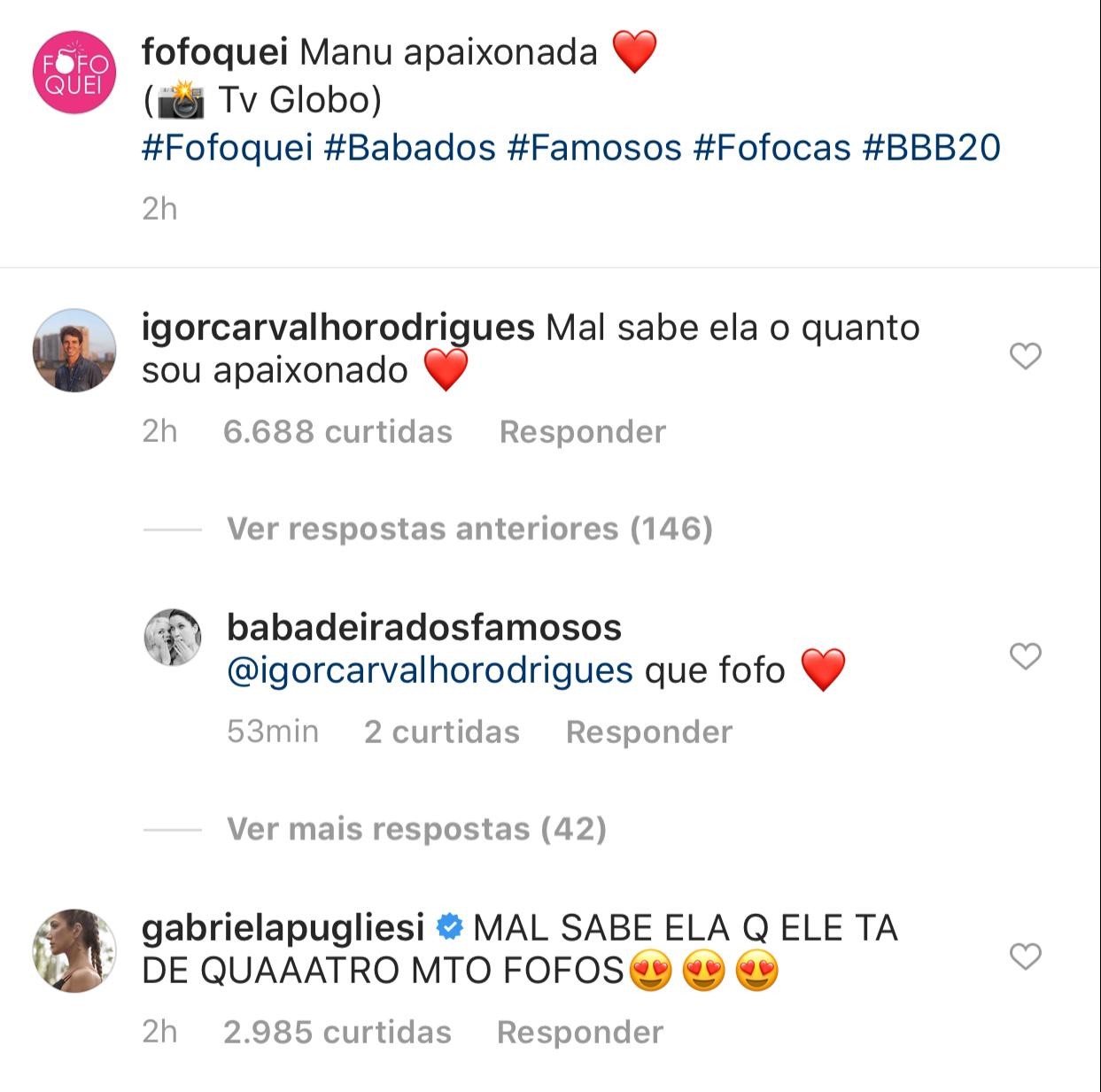 Igor Carvalho se declarou para Manu Gavassi na Internet (Foto: Instagram/ Reprodução)