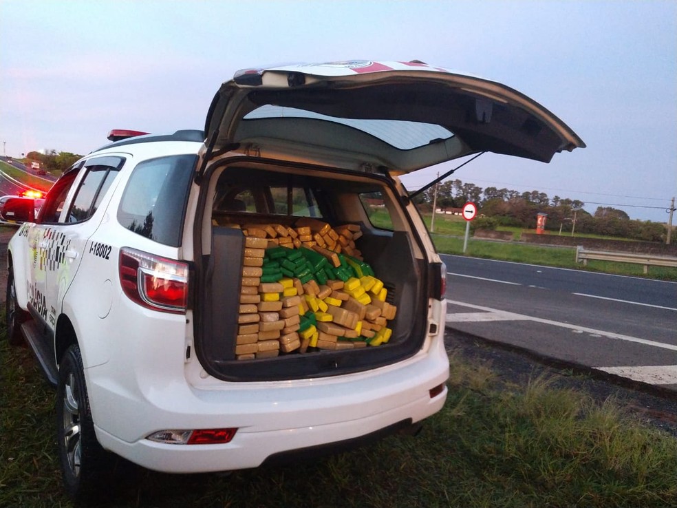 Quase 180 kg de maconha foram apreendidos pela PM, em Regente Feijó — Foto: Polícia Militar