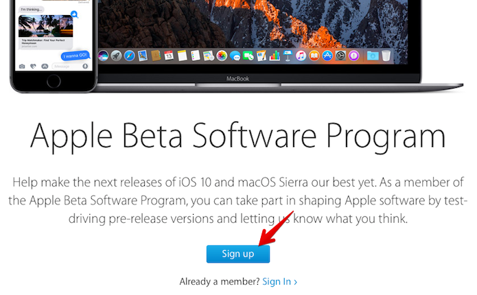 Acesse a página Apple Beta Software Program (Foto: Reprodução/Helito Bijora) 