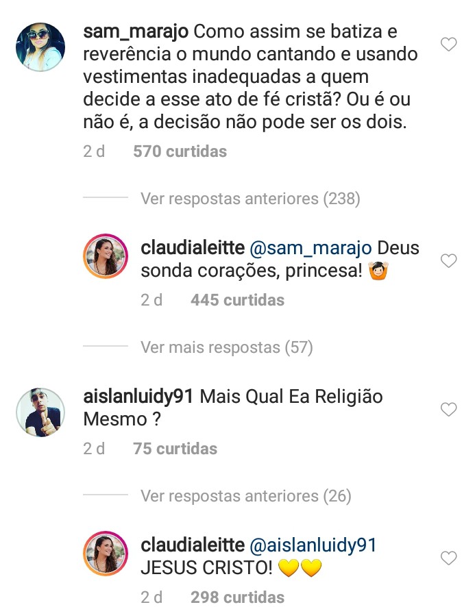 Claudia Leitte fala sobre batismo (Foto: Reprodução Instagram)